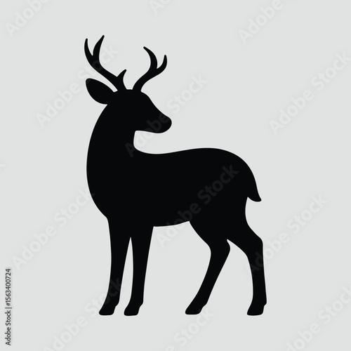 Silhouette of a standing deer mammal wildlife animal vector illustration