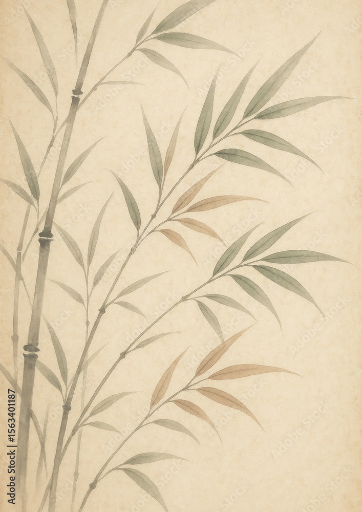 Naklejka premium Elegant bamboo watercolor art