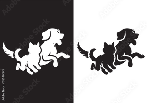 Dog and Cat Logo Design – Pet Care Silhouette Icon for Veterinary, Grooming & Animal Services