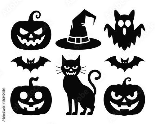 Halloween Cartoon Vector Icon Set – Spooky & Fun Hand-Drawn Illustrations