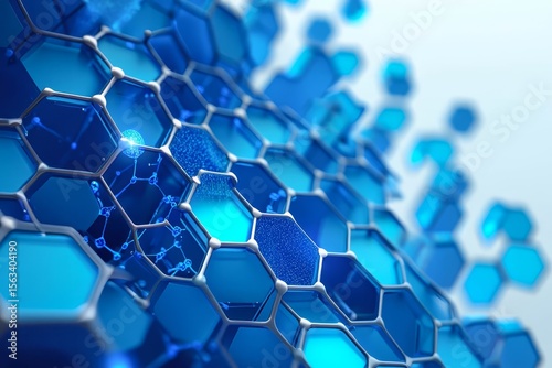 Light blue background with hexagon shapes and white space for text.