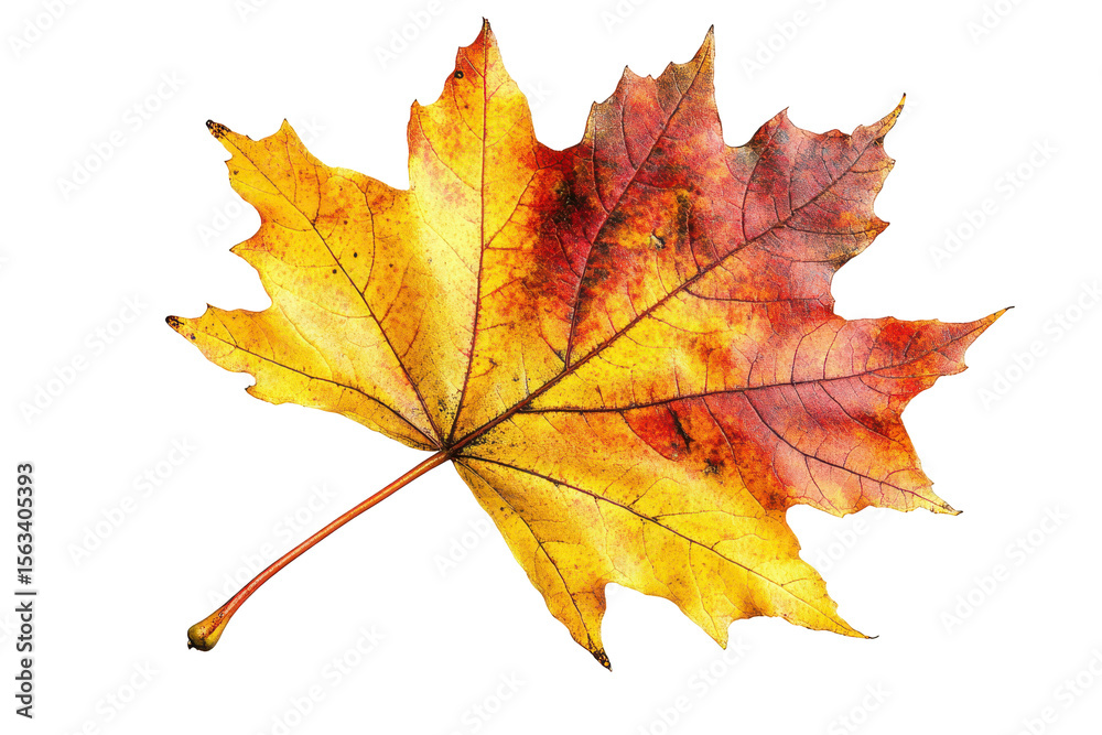 Fototapeta premium Autumn Maple Leaf Isolated Black Background isolated on a transparent background