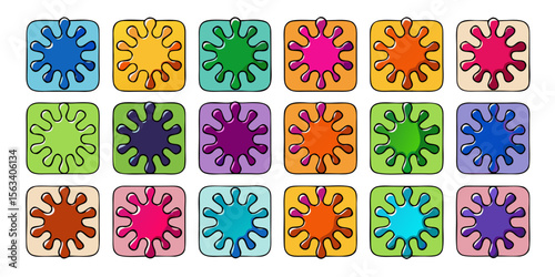  [Colorful Abstract Shapes in a Grid] [Playful and Vibrant] [Representing Geometric Patterns and Creativity] [Transparent Background with Copy Space]