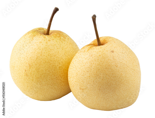 Crisp and Juicy Chinese Pear with Pale Yellow Skin isolated on a transparent background