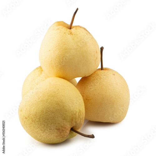 Crisp and Juicy Chinese Pear with Pale Yellow Skin isolated on a transparent background