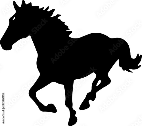 Running Horse Silhouette Vector Black Horse Clipart on White Background