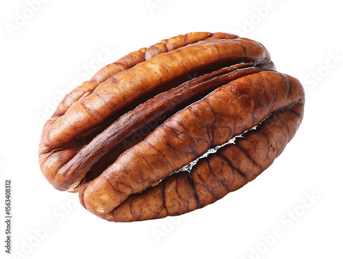 Single Brown Pecan Nut Isolated on a Transparent Background food ingredient