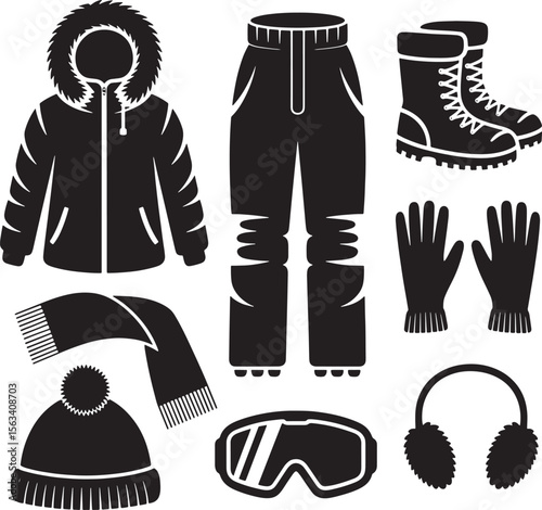 Comprehensive Winter Apparel & Adventure Gear Icons