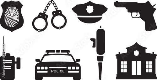 Police Law Enforcement & Security Gear Icons