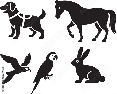  Animal Kingdom Pet & Wildlife Silhouette Collection