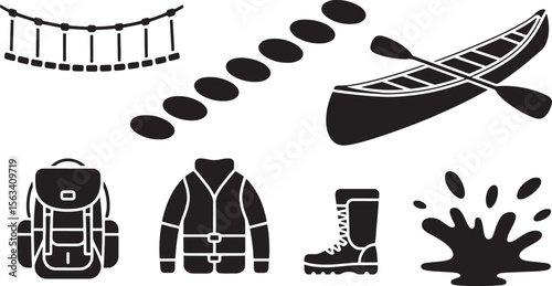  Footsteps and Travel Path Silhouette Elements