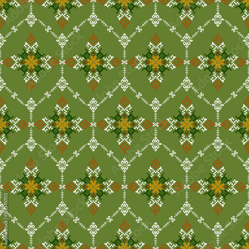 Geometric ethnic pattern seamless oriental traditional design floral background wallpaper carpet clothing wrapping vector illustration texture fabric print