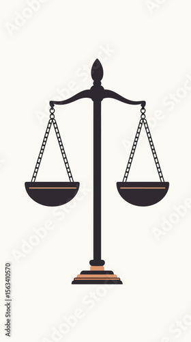 Minimalist scales of justice balance icon with black silhouette and simple base symbolizing law fairness and equality concept vector illustration