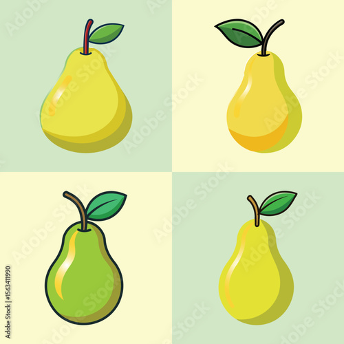 Flat Pear Illustration Sweet Juicy Fruit and Autumn Harvest Vector Icon"