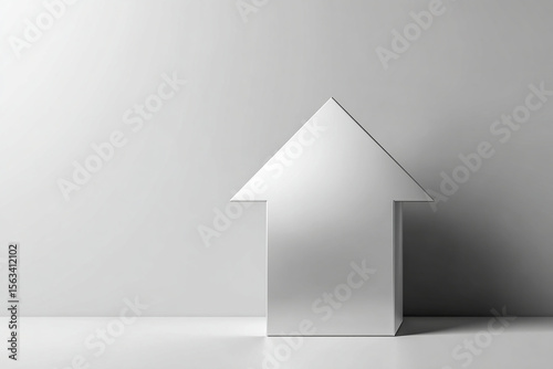 Silver arrow against a silver basic background as concept of success