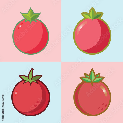 Pomegranate Flat Style Exotic Fruit Vector Illustration