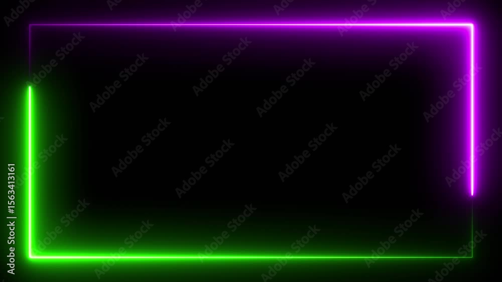 Looping Neon Line Frame in Green and Purple