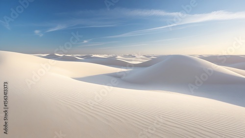 Fototapeta Naklejka Na Ścianę i Meble -  A vast expanse of white sand dunes under a clear blue sky on a bright sunny day landscape scenery