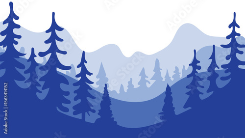 Forest background, nature, landscape. Evergreen coniferous trees. Pine, spruce, tree. Silhouette vector