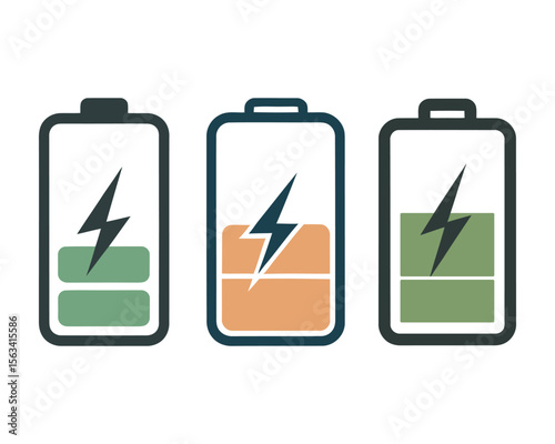 Battery & Icon Set Collection, Energy, vector illustration