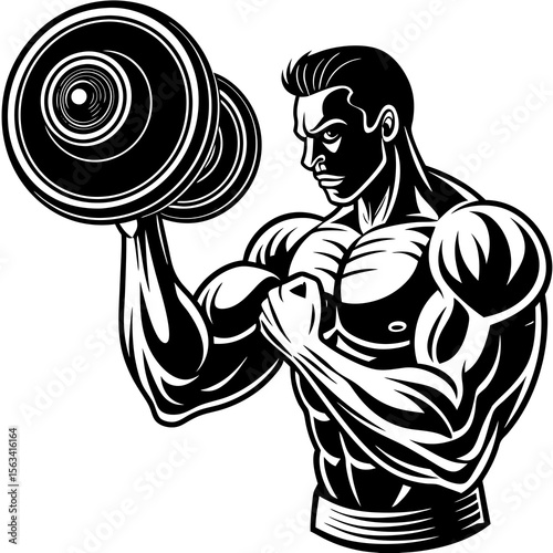 man with dumbbell