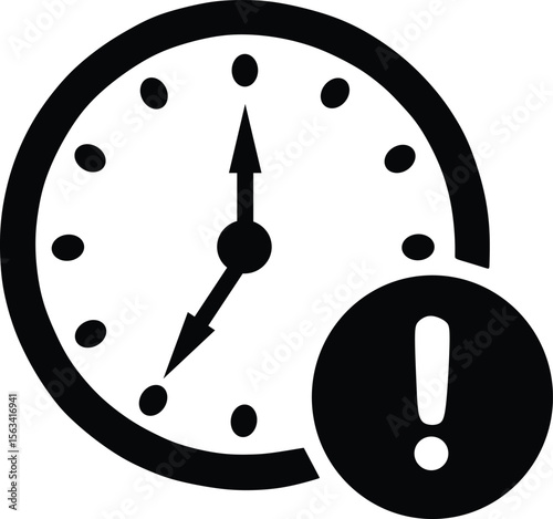 Clock Discipline Time Icon – Silhouette Vector Symbol of Punctuality
