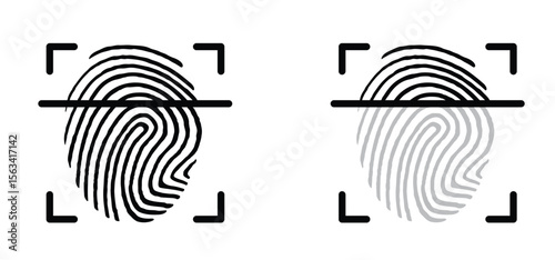 Line finger print icon. Finger print id authentication. ID private information code. Finger prints scanning concept. scan or scanner for lock secure security logo. Digital fingerprint, identification.