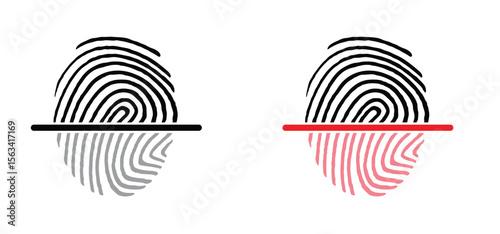 Line finger print icon. Finger print id authentication. ID private information code. Finger prints scanning, biometric. scan or scanner for lock secure security. Digital fingerprint, identification.