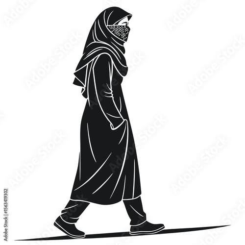 black silhouette woman in burqa full body