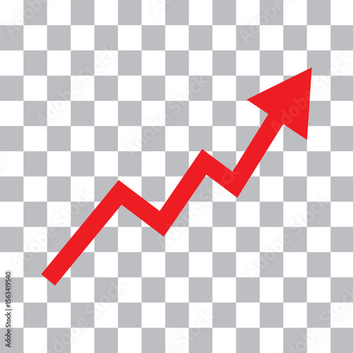 Red arrow trending upwards on checkered background graph