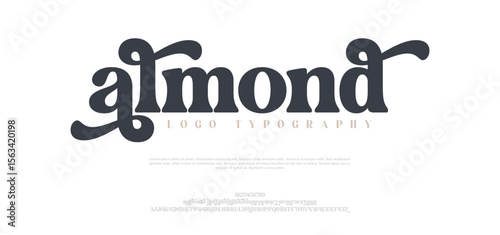 Almond Modern luxury beauty font alphabet logo. Elegant logos, design for fashion, beauty shop and brand. vector illustration