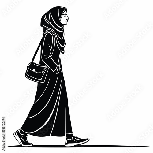 malaysian woman tudong hijab modest standing view