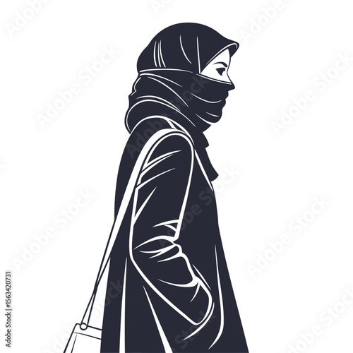 muslim woman niqab black silhouette full body