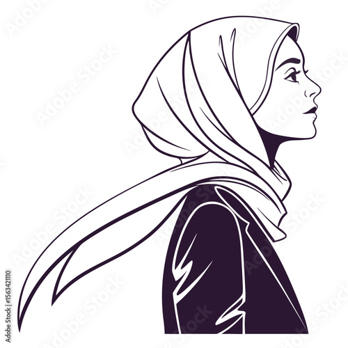 shayla hijab silhouette side standing vector