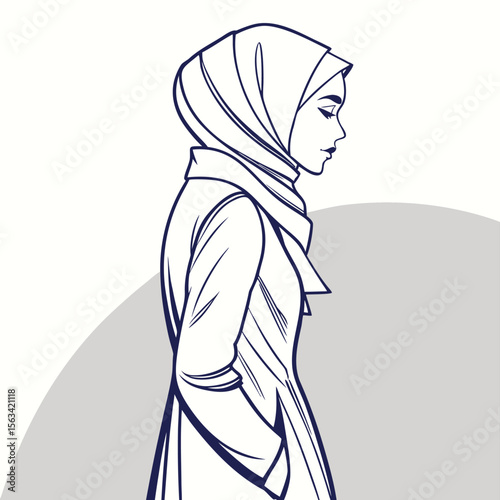 side view turban hijab woman modest fashion