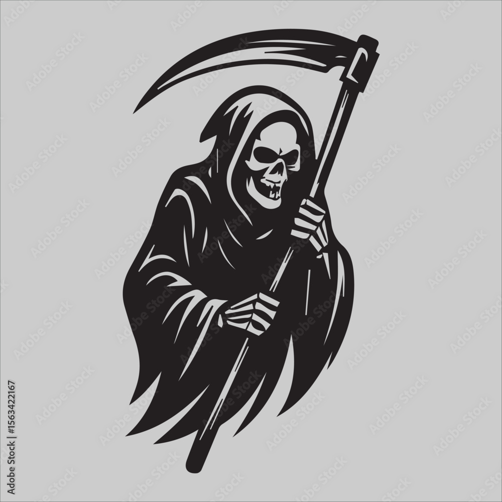 Naklejka premium Scary Reaper with Scythe Illustrations