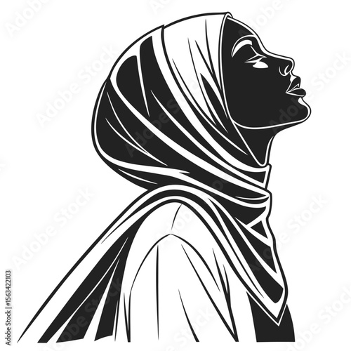 black silhouette woman khimar hijab chest cover