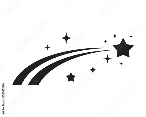  Flying Star Icon Logo with Trailing Stars, vector illustration