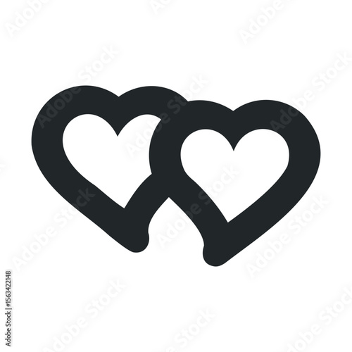 Interlinked heart icons in black and white symbolizing love and unity
