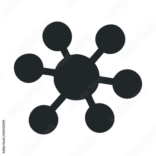 Black molecular structure icon on white background