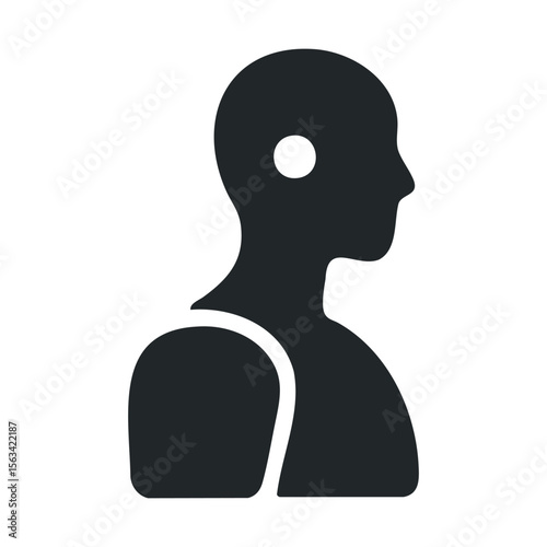 Silhouette of caucasian adult male: profile view on white background