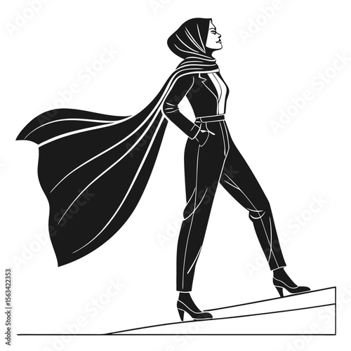 black silhouette woman rectangular shayla hijab