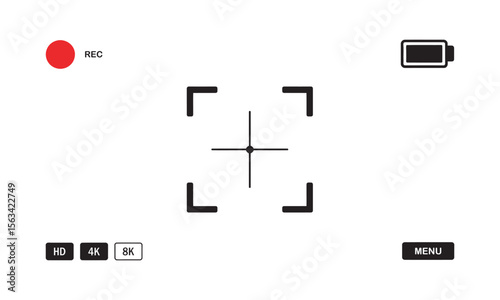 Recording Video Camera Viewfinder Interface, vector illustration