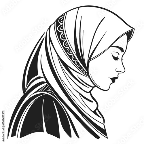 half body woman paranja veil traditional design