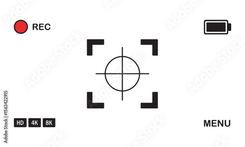 Recording Video Camera Viewfinder Interface, vector illustration