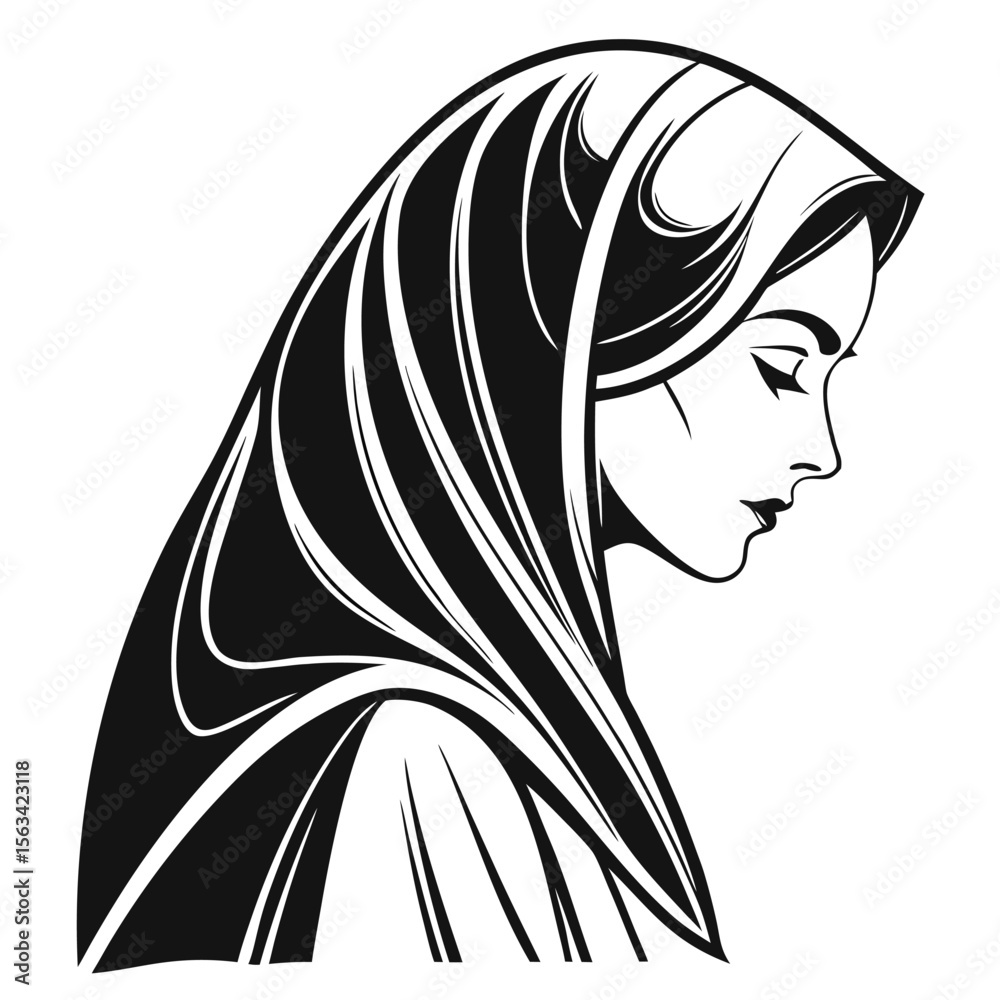 iranian woman chador half body black silhouette