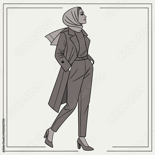 hijabi woman charcoal shayla tailored outfit