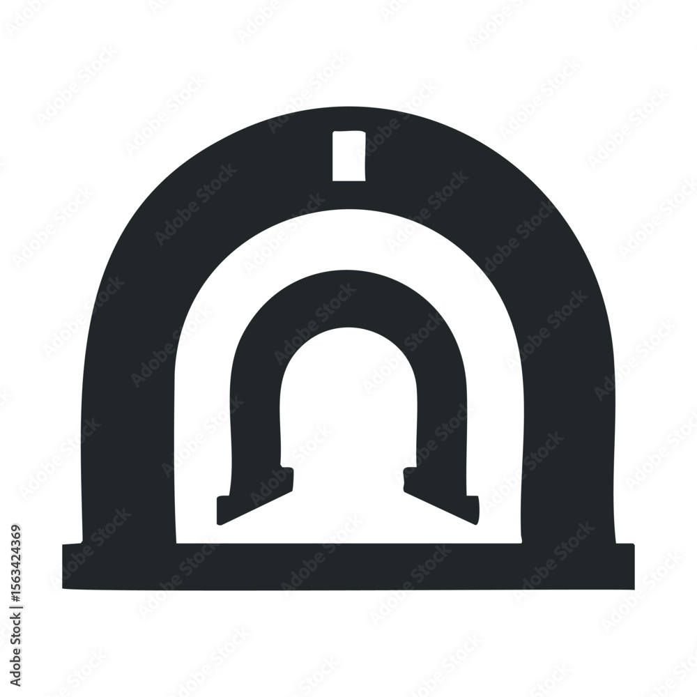 Fototapeta premium Simple black and white tunnel icon with arched entrance