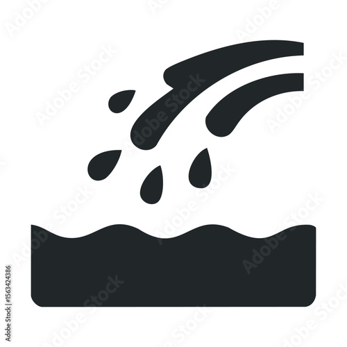 Raindrops falling into water with splashing ripples illustration