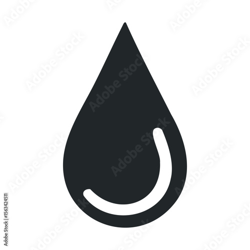 Black water drop icon on white background